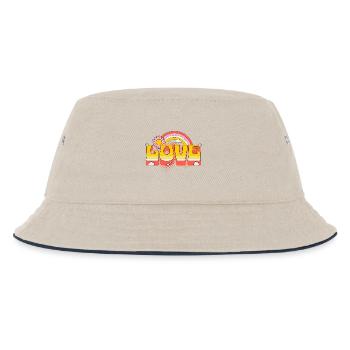 Love Liebe Schrift Blume Regenbogen Wolken Kunst - Kinder Bucket Hat - Natur/Navy - Vorne