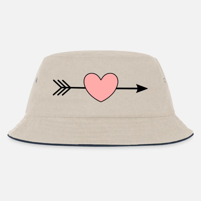 rosa Herz Pfeil Herzen Geschenk Valentinstag - Kinder Bucket Hat - Natur/Navy
