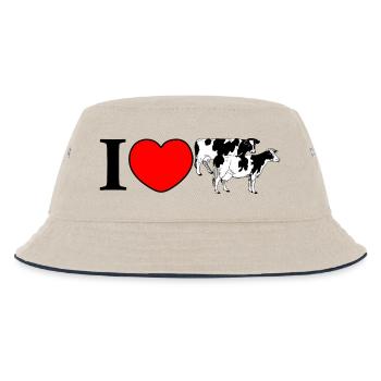 Herzkuh Emblem - Kinder Bucket Hat - Natur/Navy - Vorne
