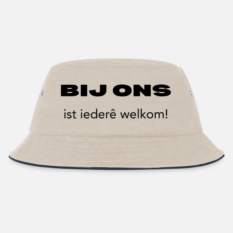 Hier ist jeder willkommen – Antwerpener Dialekt - Kinder Bucket Hat - Natur/Navy