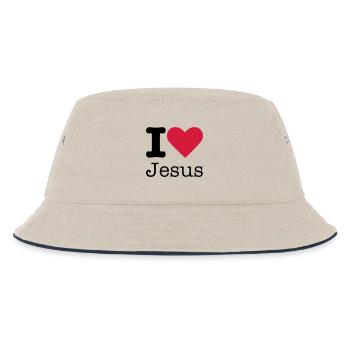 I Love Jesus - Kinder Bucket Hat - Natur/Navy - Vorne