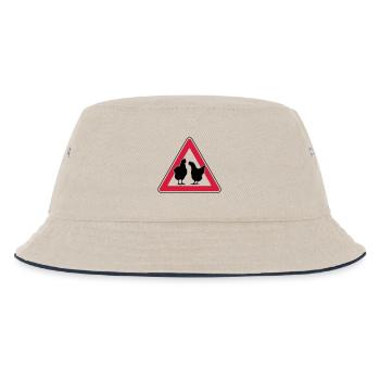 Hühnerabend Huhn Achtung freilaufende Hennen - Kinder Bucket Hat - Natur/Navy - Vorne
