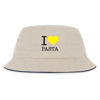 I LOVE PASTA Makkaroni Nudeln - Kinder Bucket Hat - Natur/Navy - Vorne