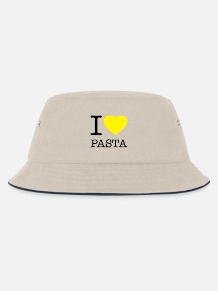 I LOVE PASTA Makkaroni Nudeln - Kinder Bucket Hat - Natur/Navy