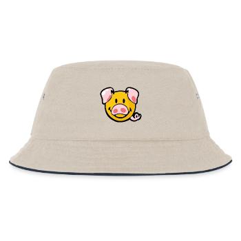 Smiley Pig - Kinder Bucket Hat - Natur/Navy - Vorne