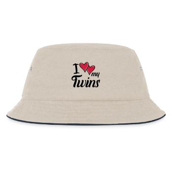 i love my twins hearts - Kinder Bucket Hat - Natur/Navy - Vorne
