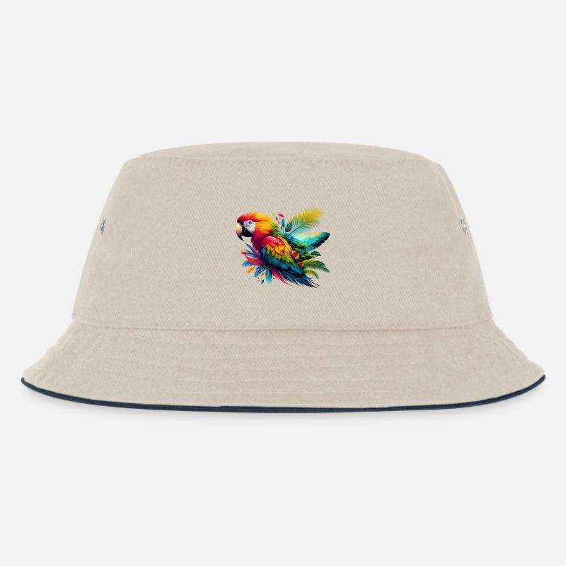 Papagei - Kinder Bucket Hat - Natur/Navy