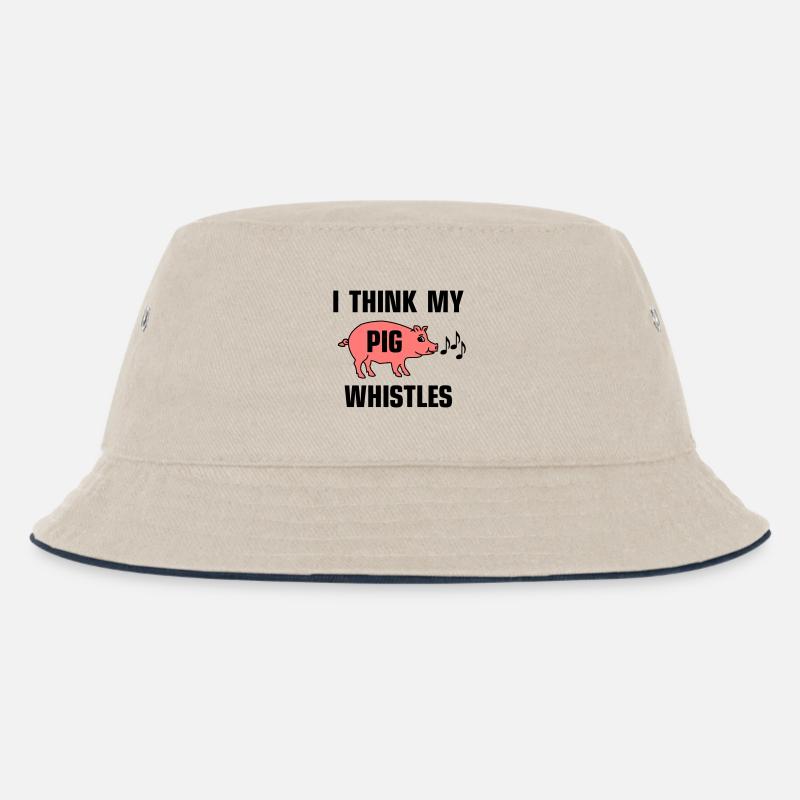 I think my pig whistles - Mein Schwein pfeift - Kinder Bucket Hat - Natur/Navy