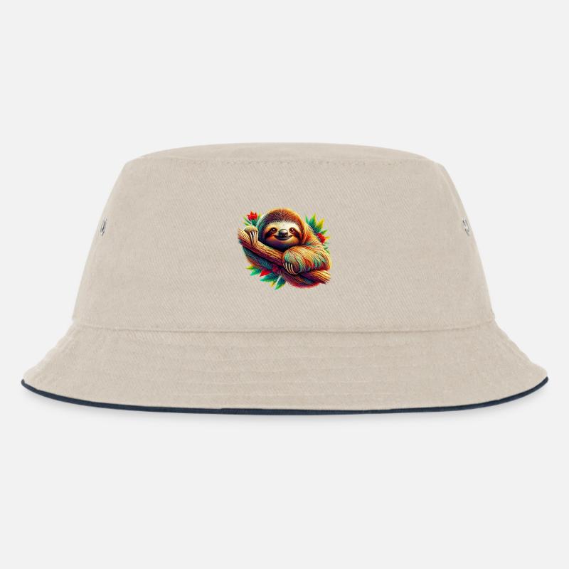 Faultier - Kinder Bucket Hat - Natur/Navy