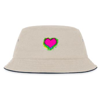 buntes Herz - Kinder Bucket Hat - Natur/Navy - Vorne