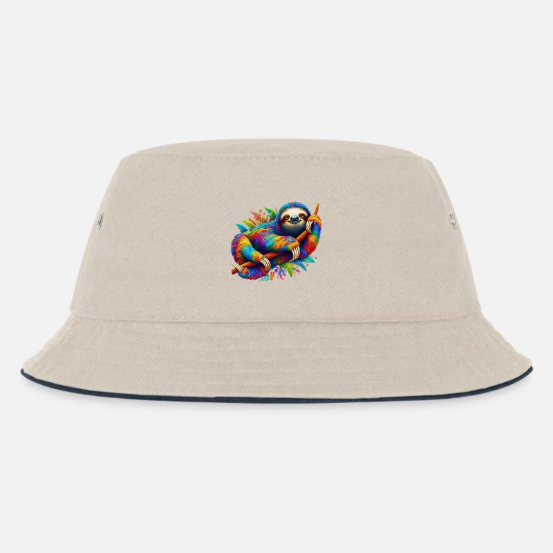 Faultier - Kinder Bucket Hat - Natur/Navy