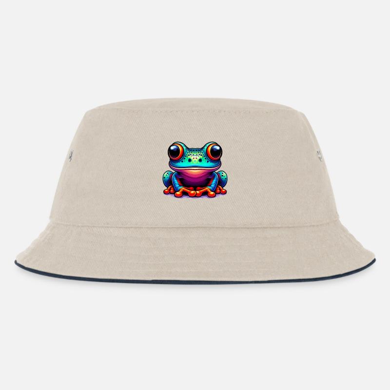 Frosch - Kinder Bucket Hat - Natur/Navy