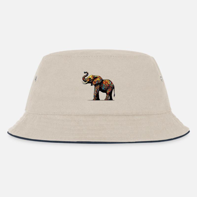 Elefant - Kinder Bucket Hat - Natur/Navy