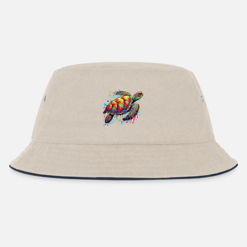 Schildkröte - Kinder Bucket Hat - Natur/Navy