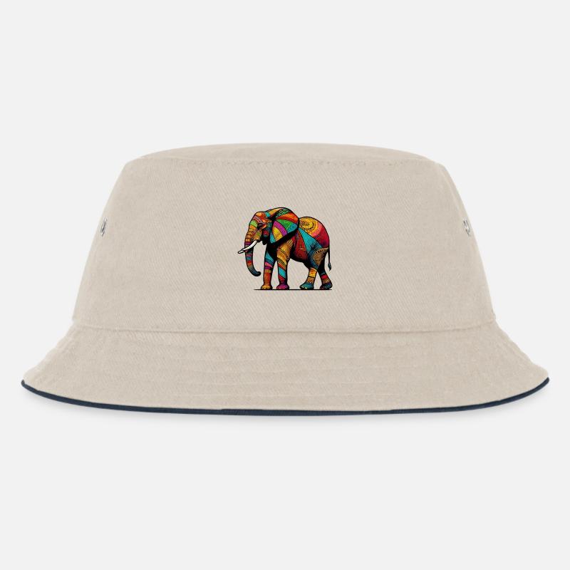 Elefant - Kinder Bucket Hat - Natur/Navy
