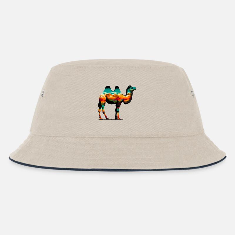 Kamel - Kinder Bucket Hat - Natur/Navy