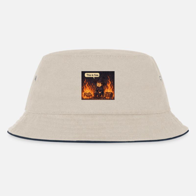 This Is Fine - Kinder Bucket Hat - Natur/Navy