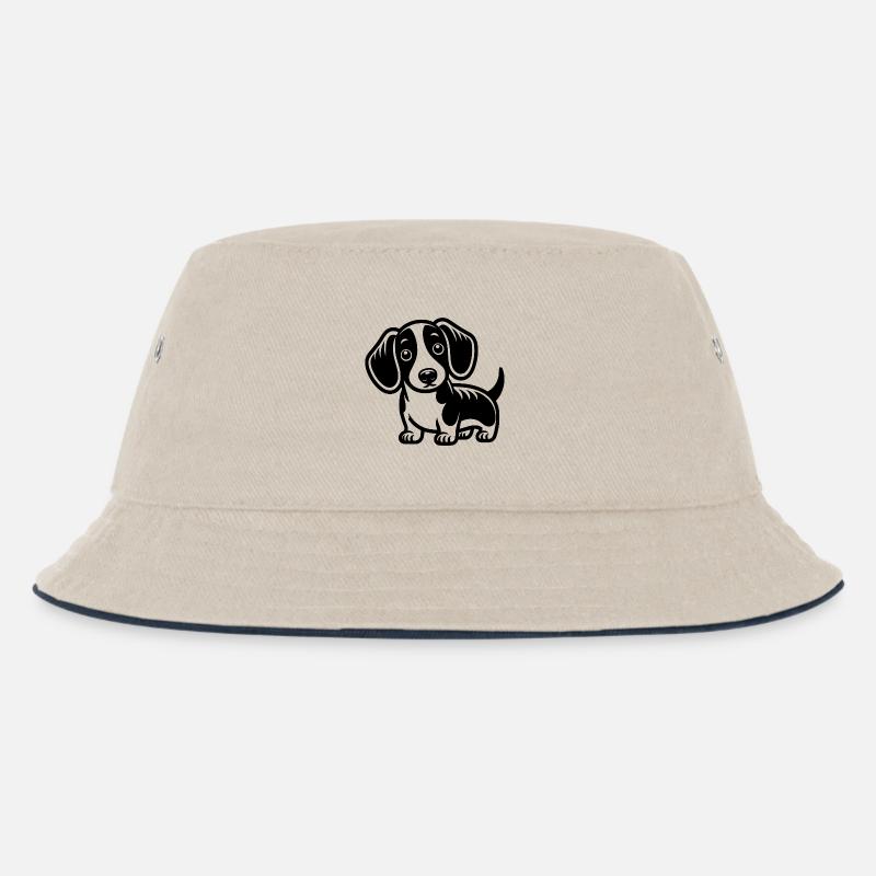 Dackel - Kinder Bucket Hat - Natur/Navy