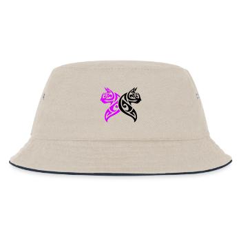 Katzen Tribal Kater Design - Kinder Bucket Hat - Natur/Navy - Vorne