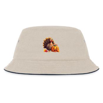 Thanksgiving Lustiger Thanksgiving Truthahn - Kinder Bucket Hat - Natur/Navy - Vorne