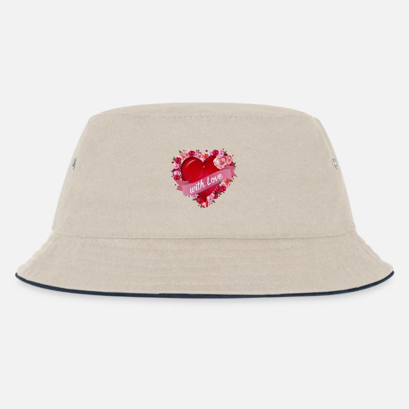 Cuore luminoso con cornice rosa e scritte - Cappello alla pescatora per bambini - naturale/navy