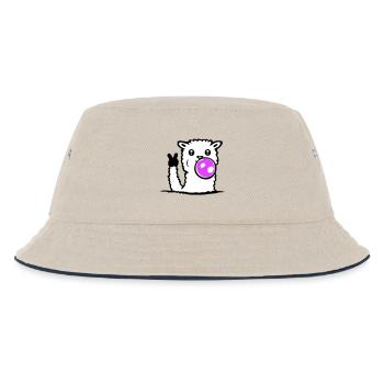 Llama Bubblegum Sunglasses Peace Victory Hand Cool - Kids’ Bucket Hat - ecru/navy - Front