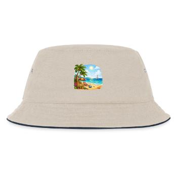 Bienvenue sur la plage tropicale - Bob Enfant - blanc cassé/bleu marine - Devant