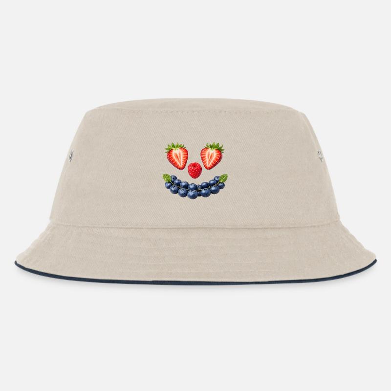 Beeren Gesicht - Kinder Bucket Hat - Natur/Navy