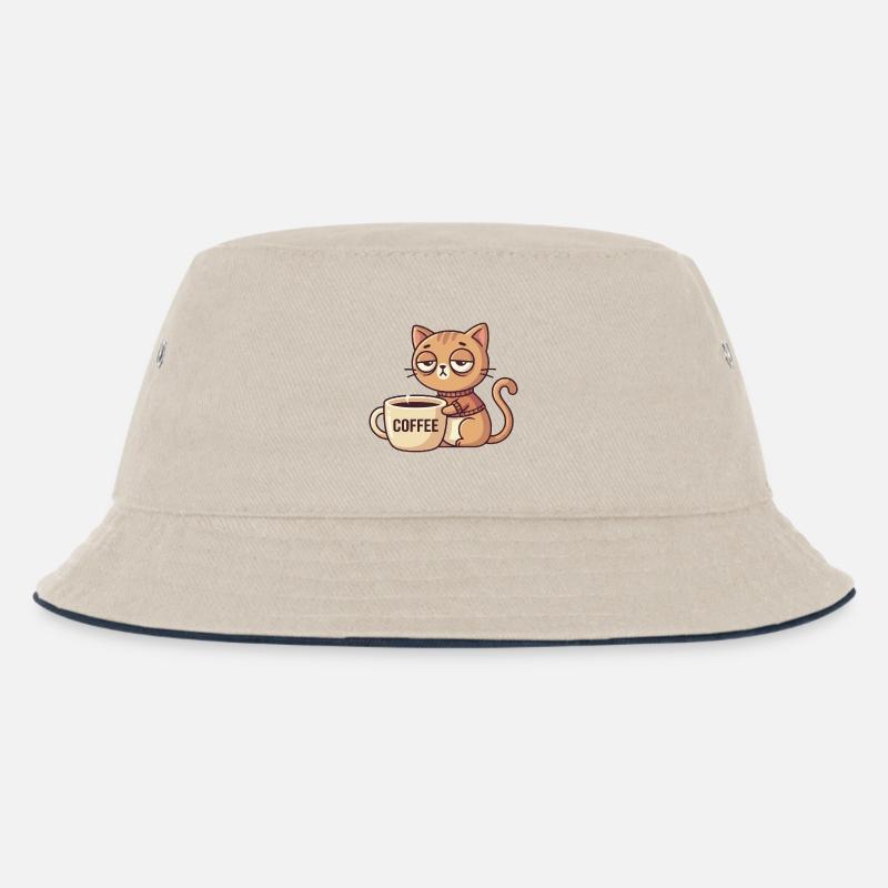 Kätzchen Kaffee Charm - Kinder Bucket Hat - Natur/Navy