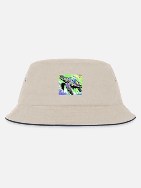 turtle - Kids’ Bucket Hat - ecru/navy