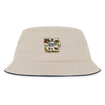 Iowa Hawkeye State Vintage Farm Aufkleber - Kinder Bucket Hat - Natur/Navy - Vorne