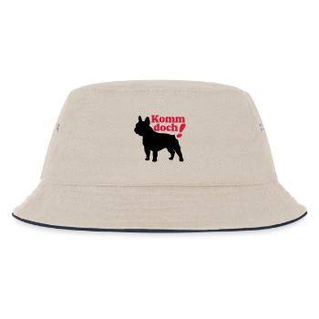 Französische Bulldogge , French Bulldog ,Komm.(25) - Kinder Bucket Hat - Natur/Navy - Vorne