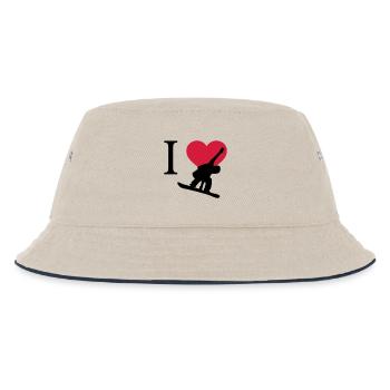 I Love Snowboarding - Kinder Bucket Hat - Natur/Navy - Vorne