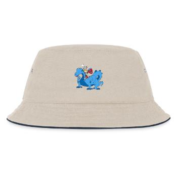 Boy Knight riding Blue Dragon - Kinder Bucket Hat - Natur/Navy - Vorne
