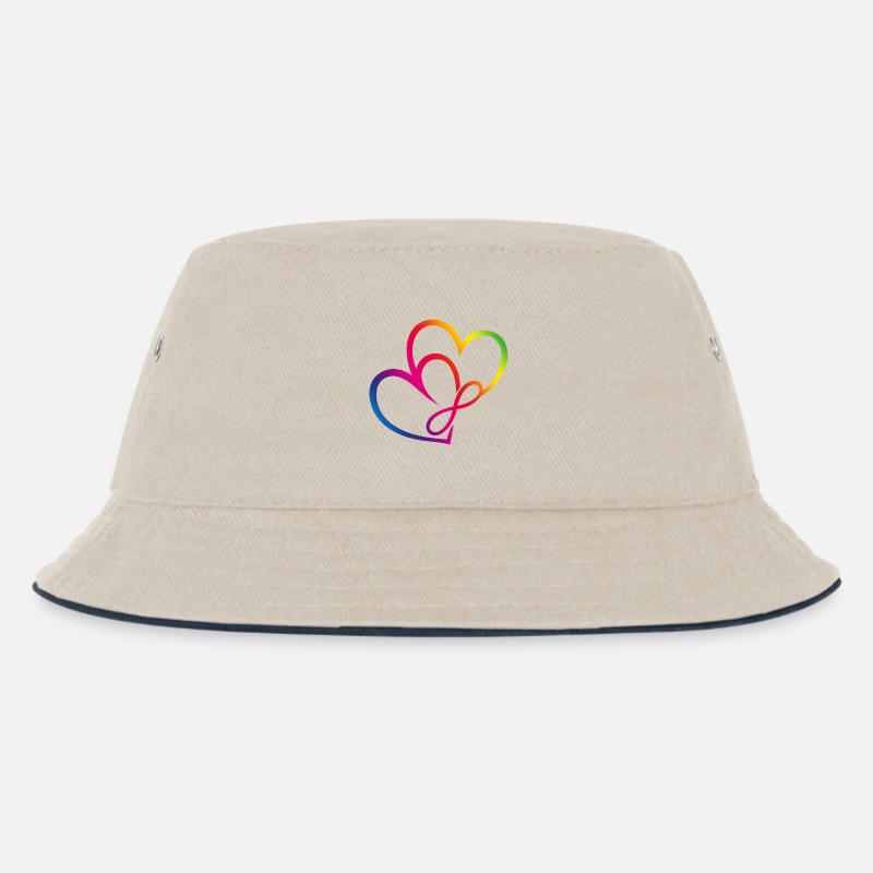 Zwei Herzen Regenbogen Infinity Love CSD LGBT - Kinder Bucket Hat - Natur/Navy