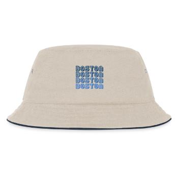 Boston Block Grid Pattern - Kids’ Bucket Hat - ecru/navy - Front