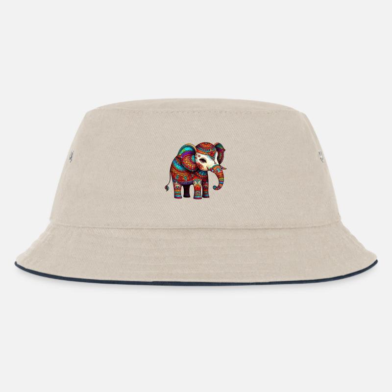 Elefant - Kinder Bucket Hat - Natur/Navy