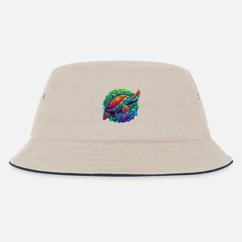 Schildkröte - Kinder Bucket Hat - Natur/Navy