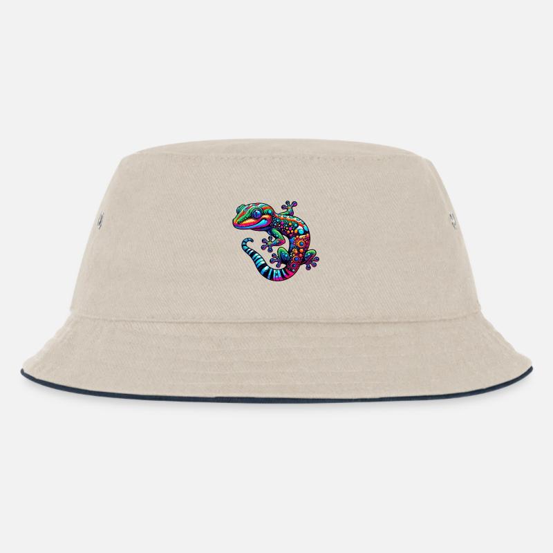 Gecko - Kinder Bucket Hat - Natur/Navy