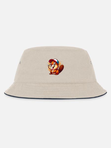 Biber mit Baseballkappe - Kinder Bucket Hat - Natur/Navy