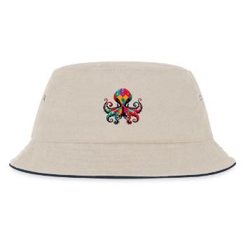 Harlekin Oktopus - Kinder Bucket Hat - Natur/Navy - Vorne