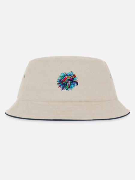 Schildkröte - Kinder Bucket Hat - Natur/Navy