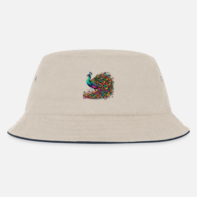 Pfau - Kinder Bucket Hat - Natur/Navy
