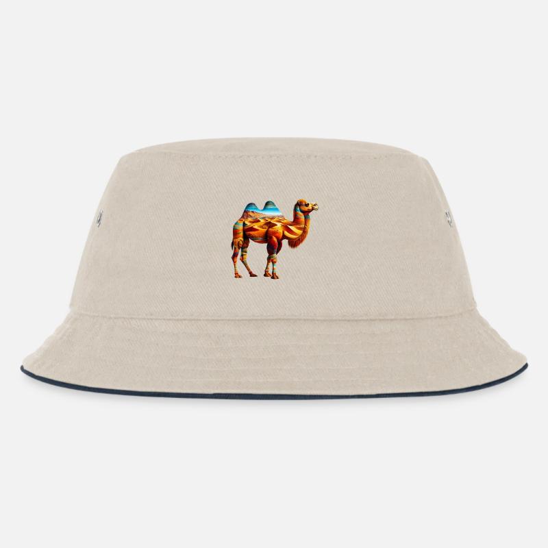 Kamel - Kinder Bucket Hat - Natur/Navy