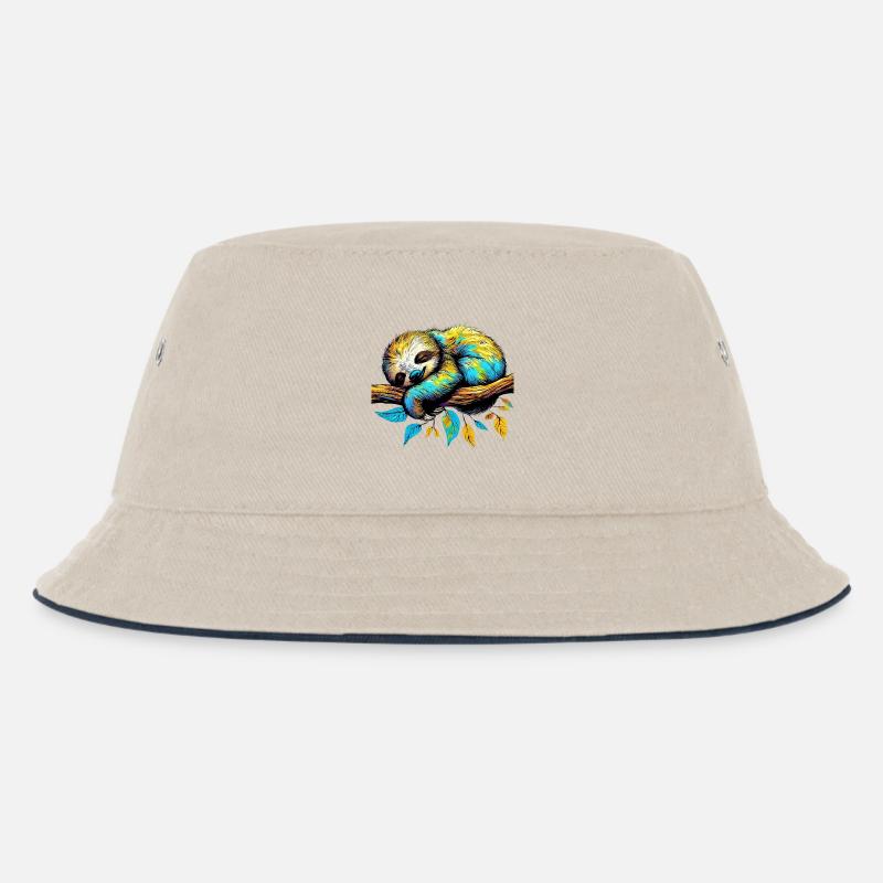 Faultier - Kinder Bucket Hat - Natur/Navy