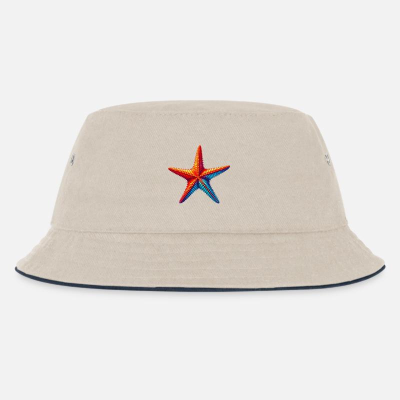 Seestern - Kinder Bucket Hat - Natur/Navy