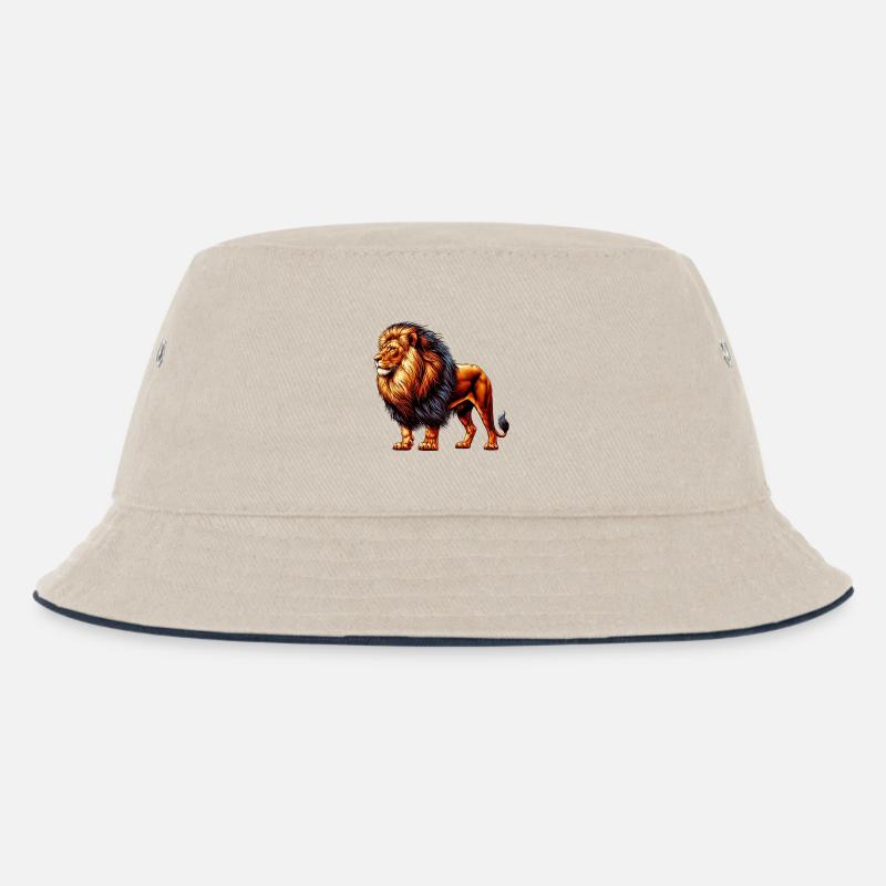 Löwe - Kinder Bucket Hat - Natur/Navy