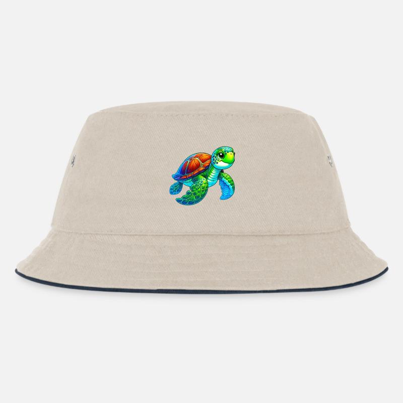 Schildkröte - Kinder Bucket Hat - Natur/Navy