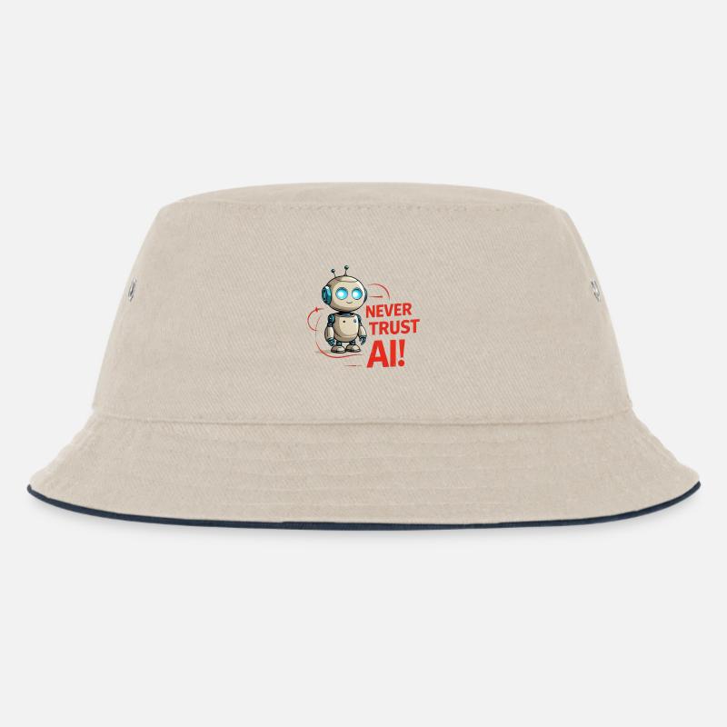 Never Trust AI - Kinder Bucket Hat - Natur/Navy