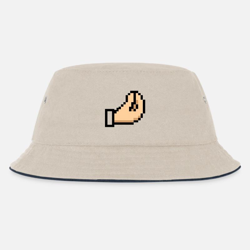 Pixel Hand Cursor Design Italia - Kinder Bucket Hat - Natur/Navy
